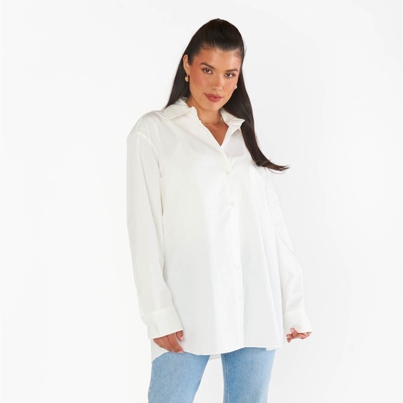 SHOW ME YOUR MUMU Banks Button Down Shirt In White Poplin - Picture 4 of 11
